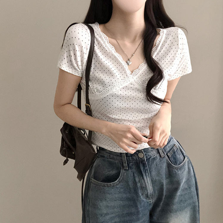 ドットレース半袖Tシャツ｜半袖Tシャツ｜韓国ファッション通販 SONA
