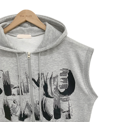 プリンティングフードジップアップベスト