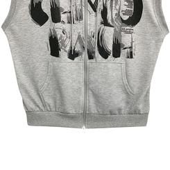 プリンティングフードジップアップベスト