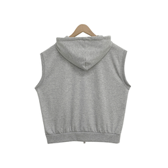 プリンティングフードジップアップベスト