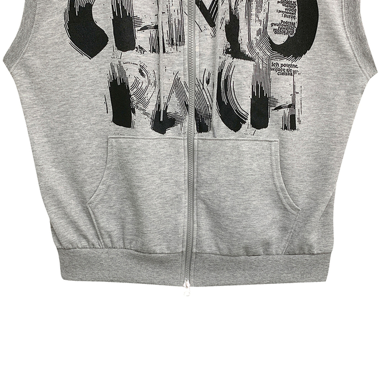 プリンティングフードジップアップベスト