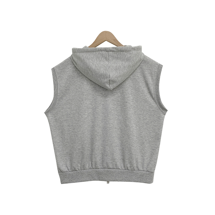 プリンティングフードジップアップベスト