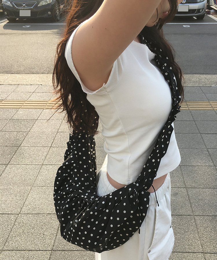 ドットシャーリングショルダーバッグ BLACK