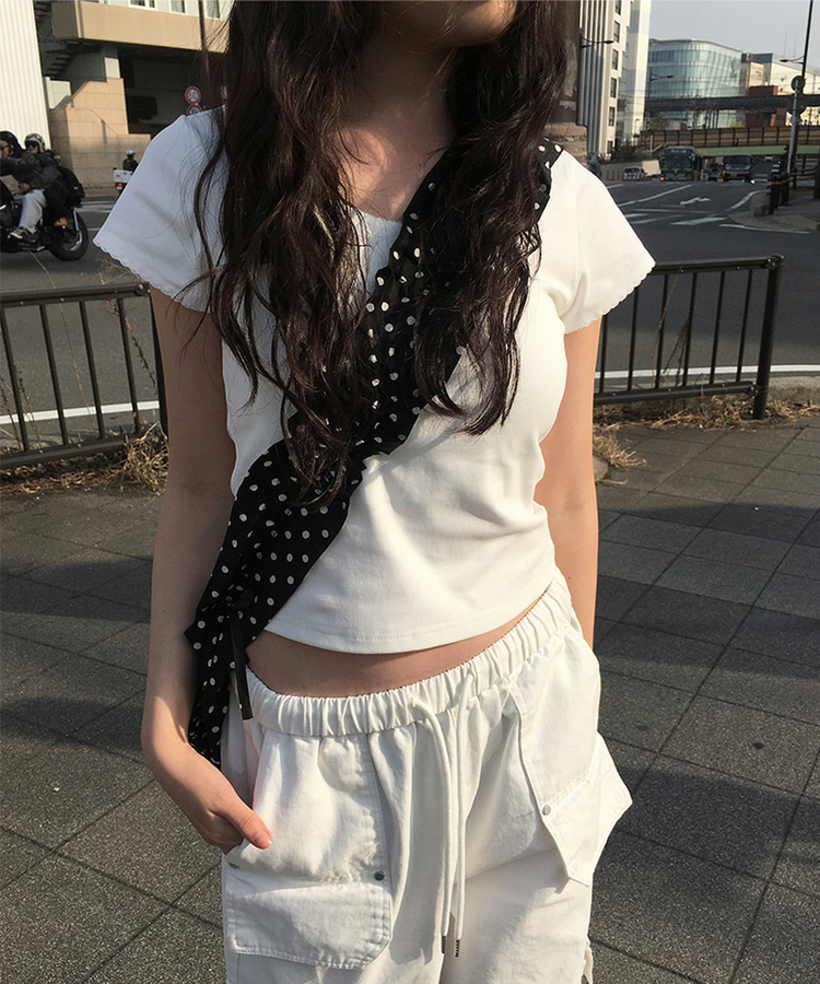 ドットシャーリングショルダーバッグ BLACK