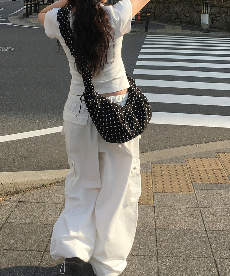 ドットシャーリングショルダーバッグ BLACK