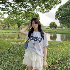 半袖Tシャツ ナンバーオーバーTシャツ WHITE
