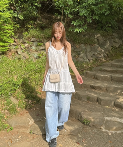 デニム サマーウォッシングワイドデニムパンツ LIGHT DENIM