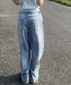 デニム サマーウォッシングワイドデニムパンツ LIGHT DENIM