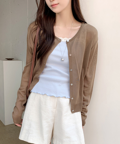 カーディガン サマーラウンドカーディガン(8color) BROWN
