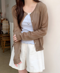 カーディガン サマーラウンドカーディガン(8color) BROWN