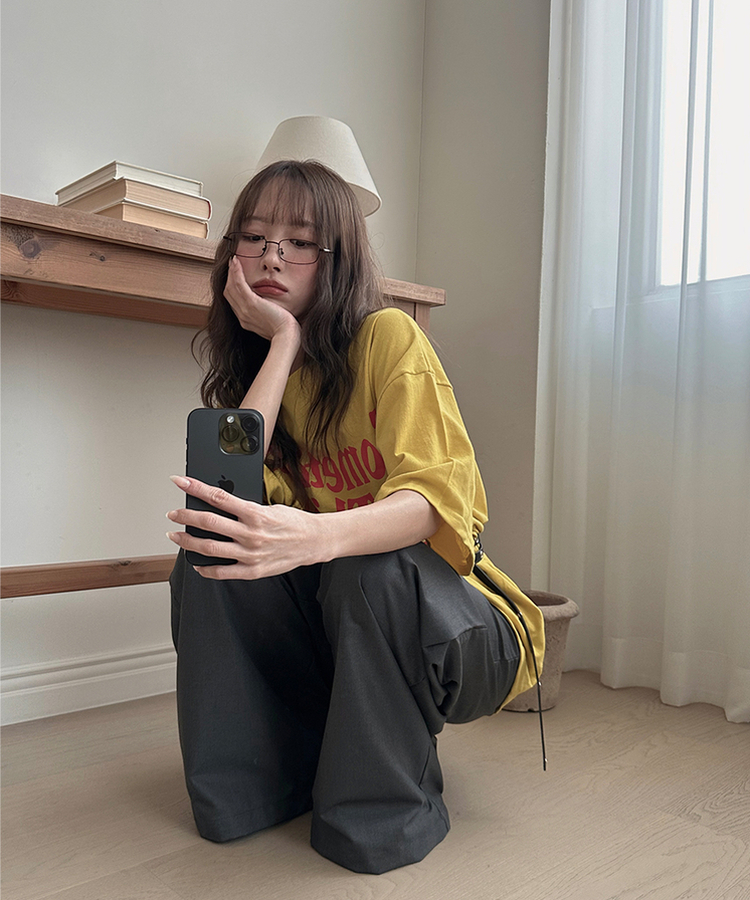 ボタンレイヤードスカートスラックスパンツ GREY