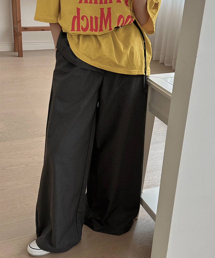 ボタンレイヤードスカートスラックスパンツ GREY