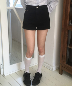 ショートパンツ シンプルショートパンツ BLACK
