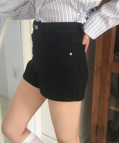 ショートパンツ シンプルショートパンツ BLACK