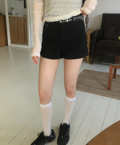 ショートパンツ シンプルショートパンツ BLACK