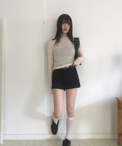 ショートパンツ シンプルショートパンツ BLACK