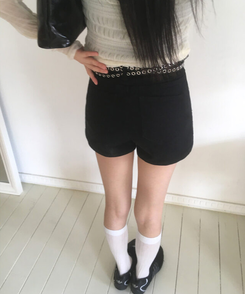 ショートパンツ シンプルショートパンツ BLACK
