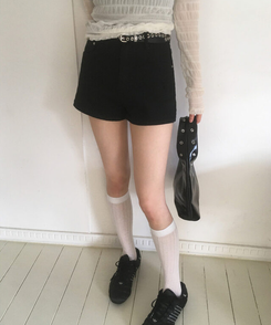 ショートパンツ シンプルショートパンツ BLACK
