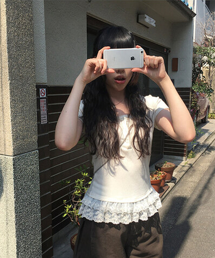 フリルティアード半袖Tシャツ IVORY