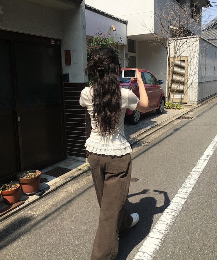 フリルティアード半袖Tシャツ IVORY