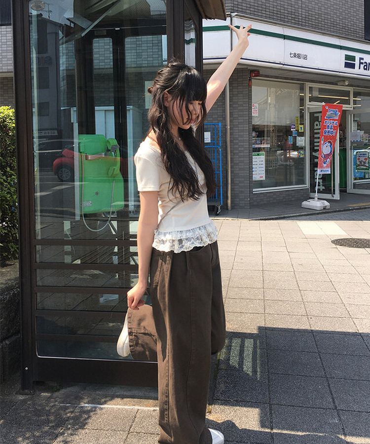 フリルティアード半袖Tシャツ IVORY