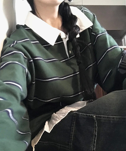 ストライプラグビーTシャツ(5color) KHAKI