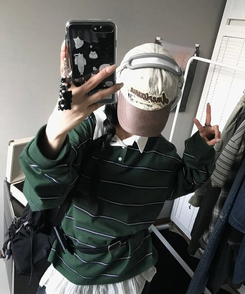 ストライプラグビーTシャツ(5color) KHAKI