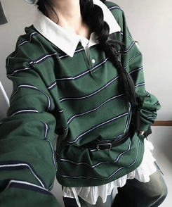 ストライプラグビーTシャツ(5color) KHAKI