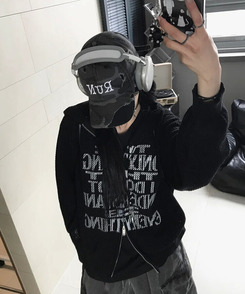 ジャンパー ニットフードジップアップ BLACK