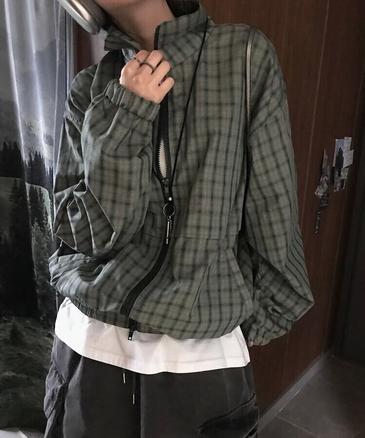 イネックチェックウィンドブレーカー GREEN