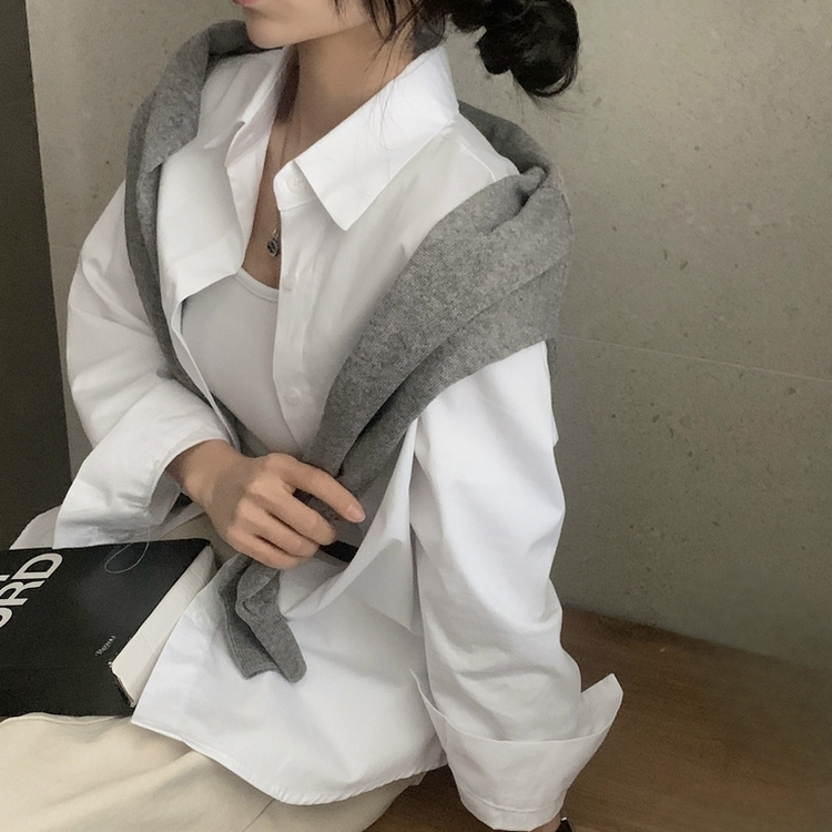 페이퍼 오버핏 코튼 셔츠 5color 화이트