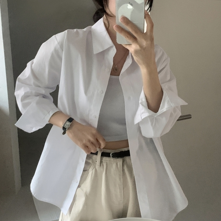 페이퍼 오버핏 코튼 셔츠 5color 화이트