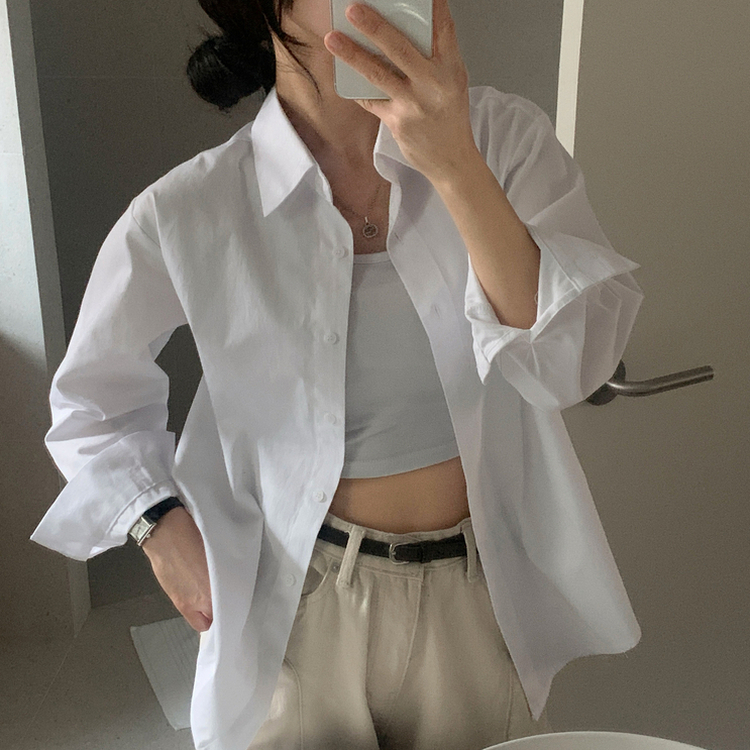 페이퍼 오버핏 코튼 셔츠 5color 화이트