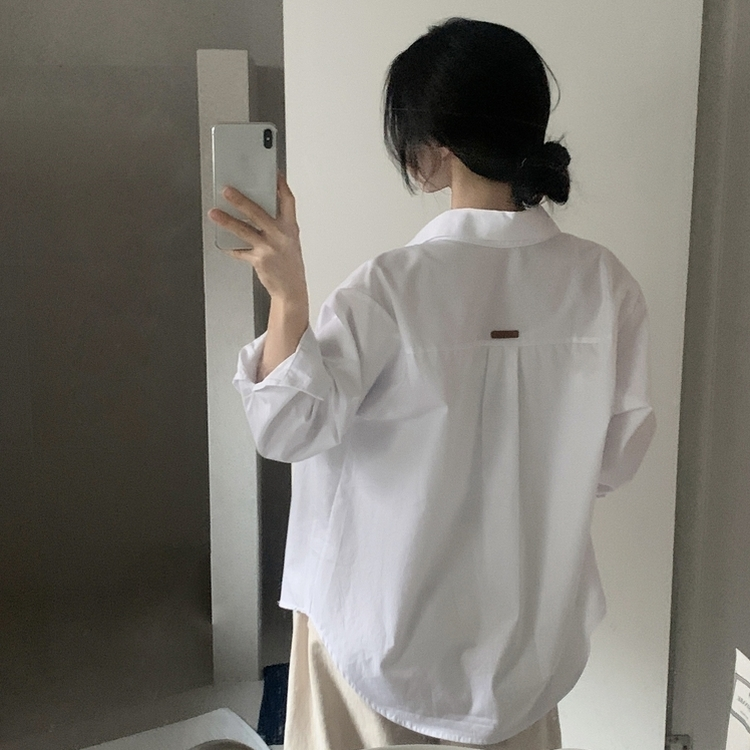 페이퍼 오버핏 코튼 셔츠 5color 화이트