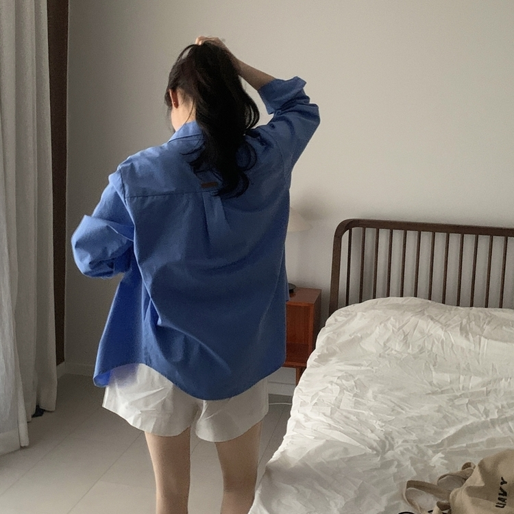 페이퍼 오버핏 코튼 셔츠 5color 블루