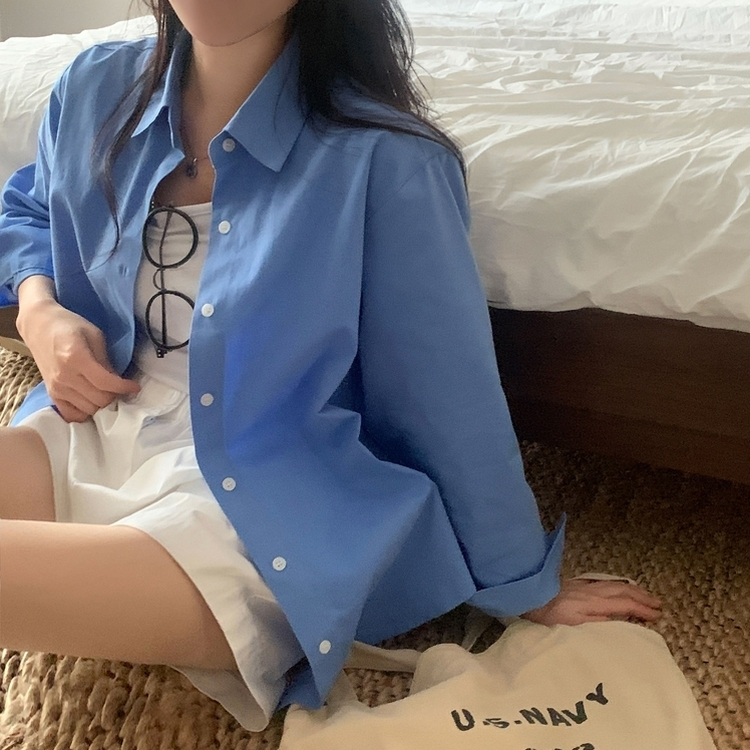 페이퍼 오버핏 코튼 셔츠 5color 블루