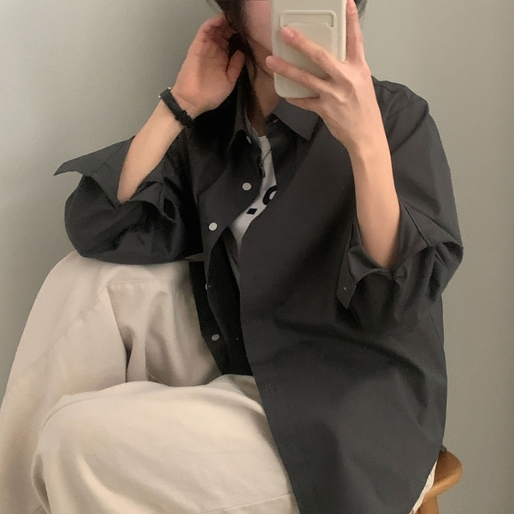 페이퍼 오버핏 코튼 셔츠 5color 차콜