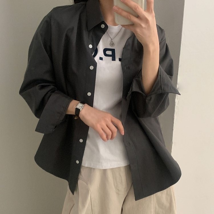 페이퍼 오버핏 코튼 셔츠 5color 차콜