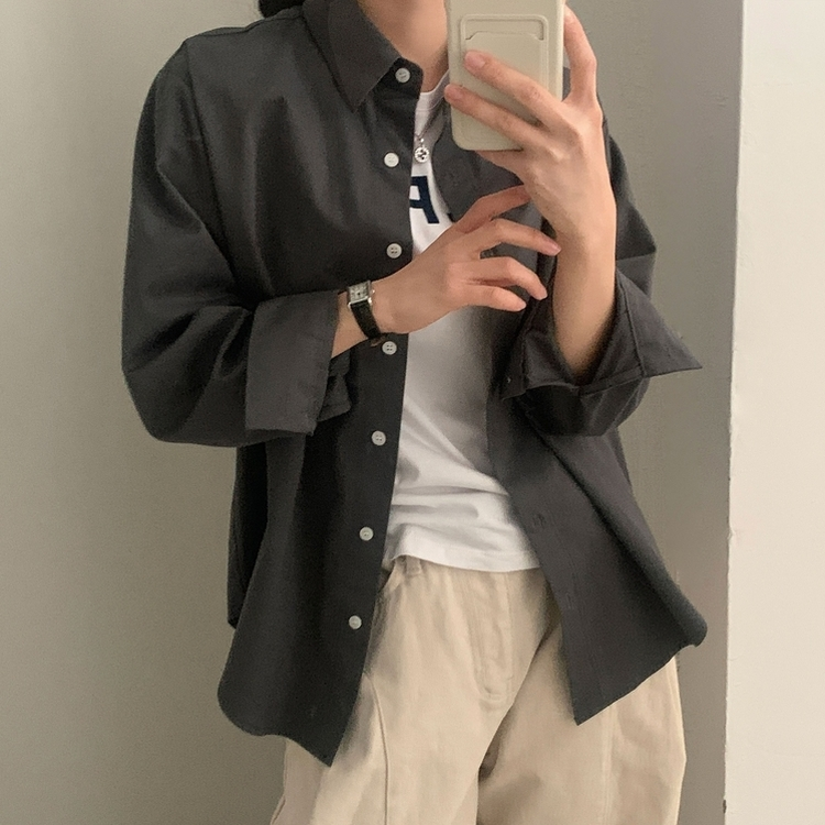 페이퍼 오버핏 코튼 셔츠 5color 차콜