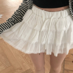 ミニスカート ティアードラブリースカート IVORY