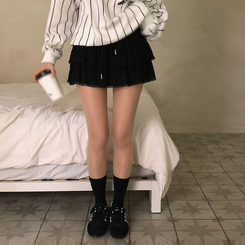 ミニスカート ティアードラブリースカート BLACK