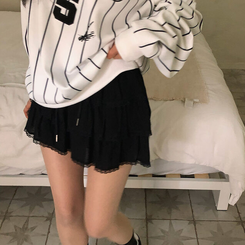 ミニスカート ティアードラブリースカート BLACK