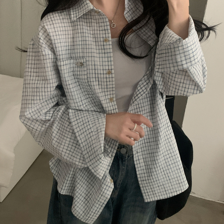 Made 포든 오버핏 체크 루즈 셔츠남방 4color 아이보리