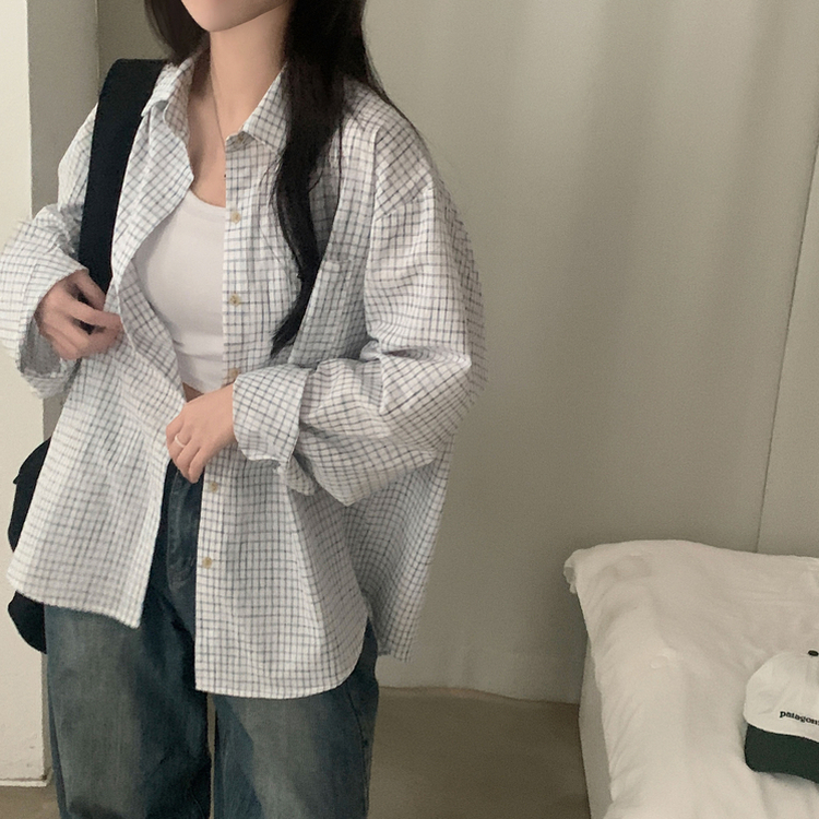 Made 포든 오버핏 체크 루즈 셔츠남방 4color 아이보리