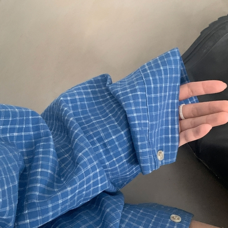 Made 포든 오버핏 체크 루즈 셔츠남방 4color 블루