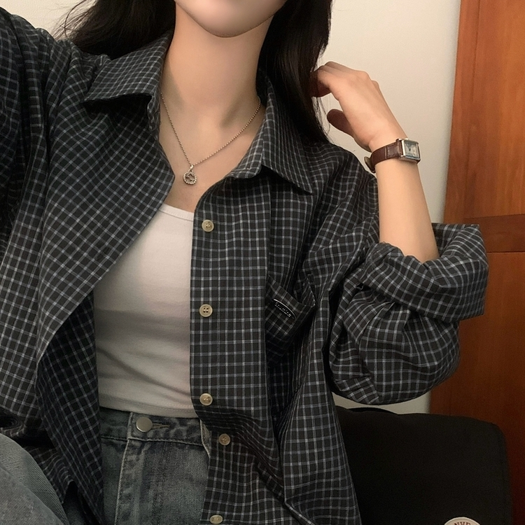 Made 포든 오버핏 체크 루즈 셔츠남방 4color 블랙