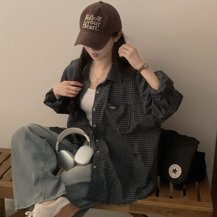 Made 포든 오버핏 체크 루즈 셔츠남방 4color 블랙