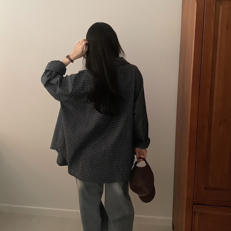 Made 포든 오버핏 체크 루즈 셔츠남방 4color 블랙