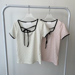 ツーピース 【SET着用可能】リボン半袖Tシャツ ティアードミニスカート