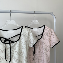 ツーピース 【SET着用可能】リボン半袖Tシャツ ティアードミニスカート